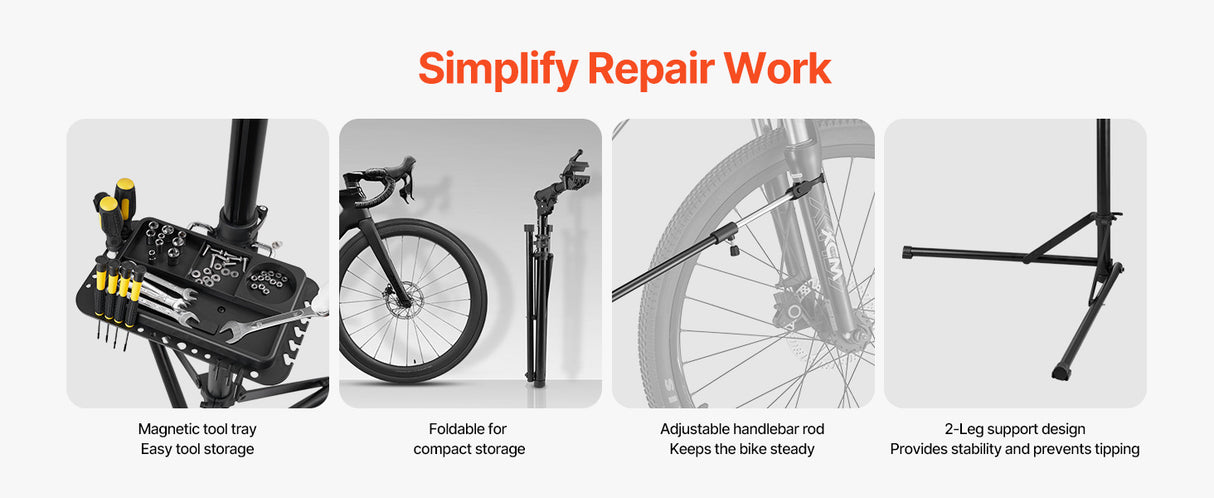 Soporte de Reparación de Bicicletas SucceBuy Plegable – Caballete de Trabajo Ajustable Alta Resistencia (30-50 kg), Soporte de Mantenimiento para MTB y Bicicleta de Carretera