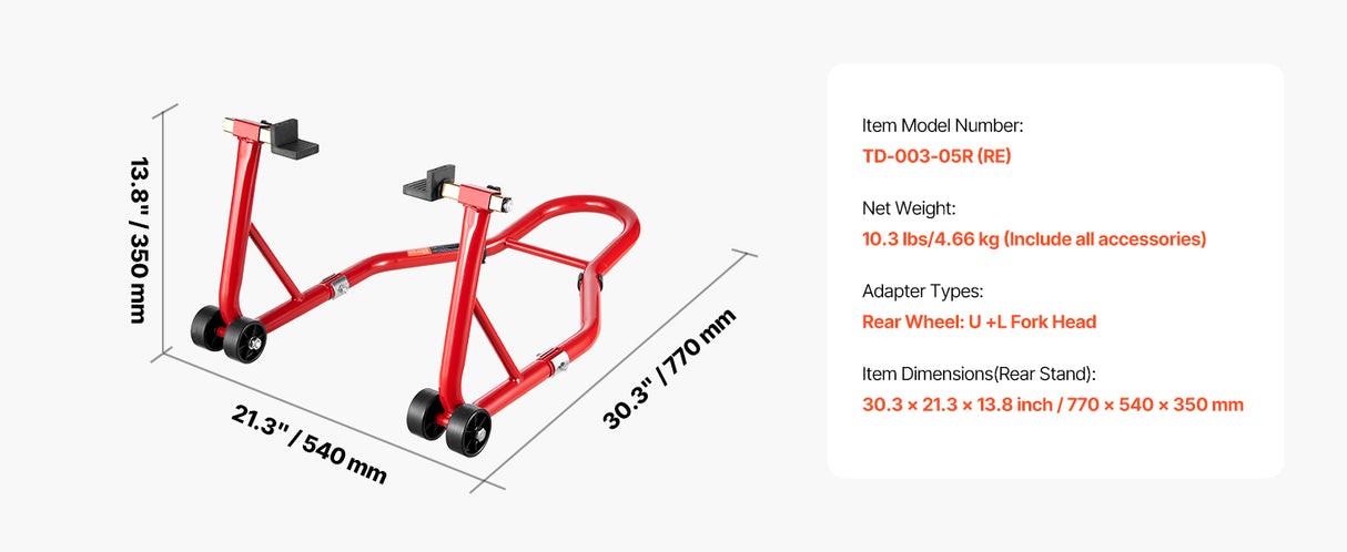Soporte Elevador para Motocicleta SucceBuy 850 lb – Caballete Delantero y Trasero con Horquilla Doble y Soporte Basculante