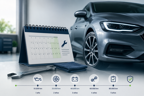 Calendario de mantenimiento del coche por kilómetros y años