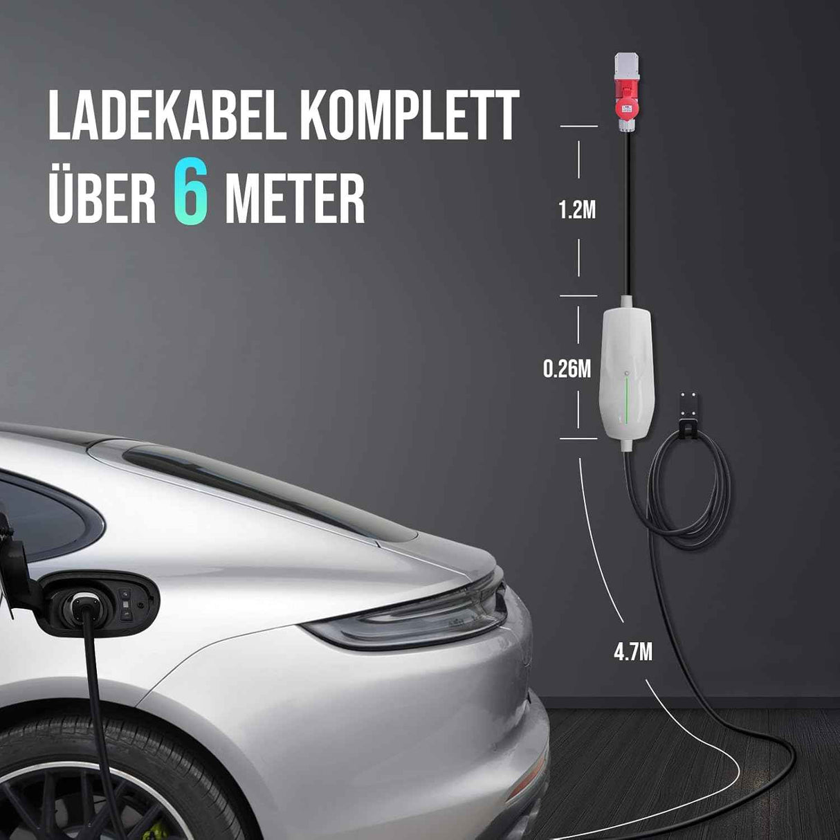 Cargador EV Portátil 16A 220V-230V Tipo 2 – Cable de Carga con Enchufe Schuko para Coche Eléctrico (IEC 62196-2)