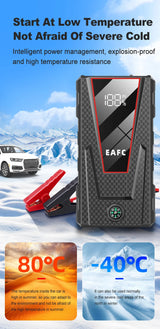 Arrancador de Coche EAFC 1200A 8000mAh – Booster Batería 12V Portátil con Power Bank
