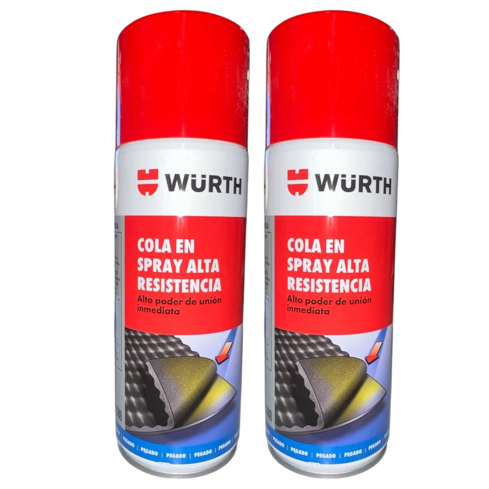 Cola Adhesiva en Spray Würth 400 ml Alta Resistencia – Pegamento de Unión Rápida para Metales, Telas, Espumas, Cuero y Cartón