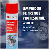 Limpiador de Frenos Würth Profesional Spray 500 ml – Desengrasante Sin Residuos para Discos, Tambor y Piezas Mecánicas