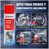 Limpiador de Frenos Würth Profesional Spray 500 ml – Desengrasante Sin Residuos para Discos, Tambor y Piezas Mecánicas