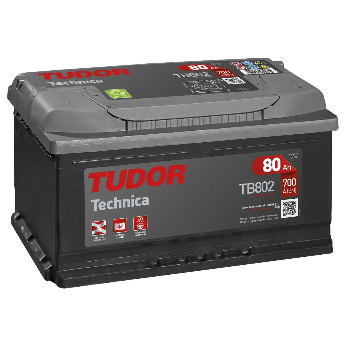 Batería Tudor TB802 80Ah T7 – Alta Potencia y Rendimiento Fiable