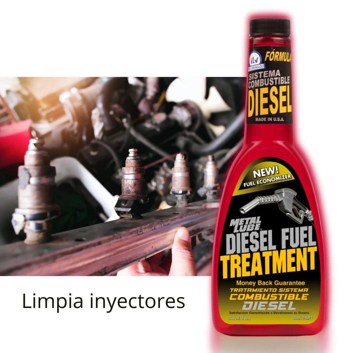 Metal Lube Tratamiento Diésel 236 ml – Limpia Inyectores, Reduce Humos y Protege el Sistema