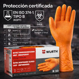 Guantes de Nitrilo Diamantados Würth x50 – Desechables con Agarre Superior para Taller e Industria