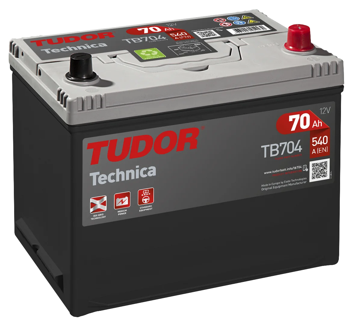 Batería Tudor TB704 70Ah D23L – Alta Calidad y Arranque de Alto Rendimiento