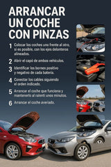Pinzas de Arranque 1200A para Coche y Moto – Cable de Batería 2,5m 12mm con Bolsa de Transporte