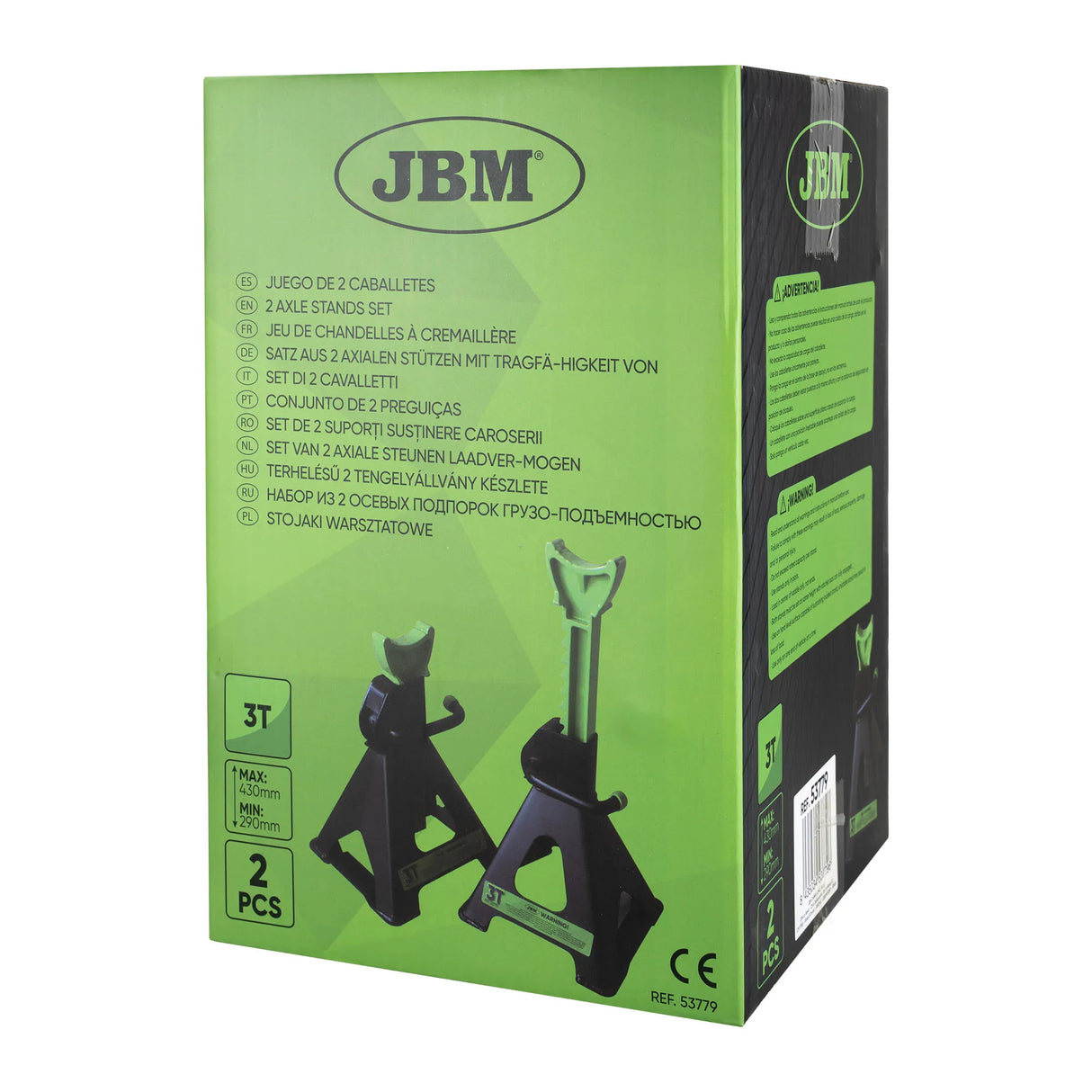 JUEGO DE 2 CABALLETES 3 TON JBM 53779 PARA ESTABILIZAR VEHÍCULOS