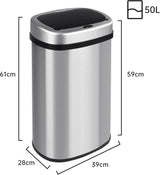 Cubo de Basura Automático T-LoVendo 50L – Sensor Inteligente sin Contacto, Acero Inox y Tapa Automática