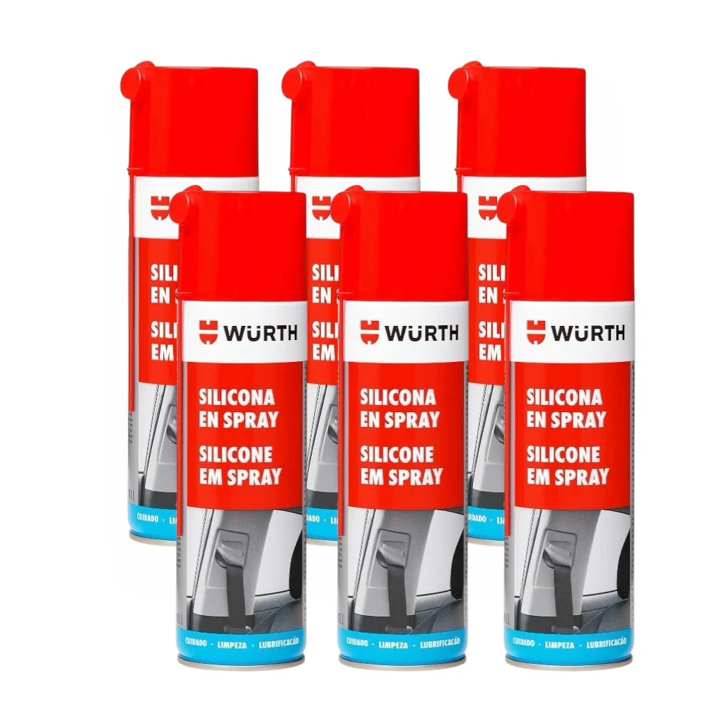 WÜRTH Silicona en Spray Incoloro 500ml - Lubricante para Plástico, Caucho y Metal | Protección Duradera y Anti-estática