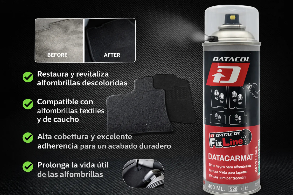 Tinte para Alfombrillas Datacol DataCarmat 400 ml – Spray Restaurador Negro de Secado Rápido para Textil y Caucho