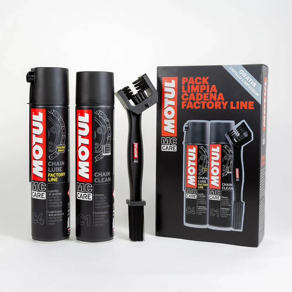 Motul Pack Cadena C1 + C4 Factory Line – Kit Limpieza y Lubricación Moto