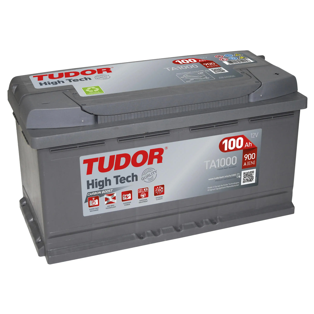 Batería Tudor TA1000 100Ah H8 – Alta Capacidad y Potencia de Arranque