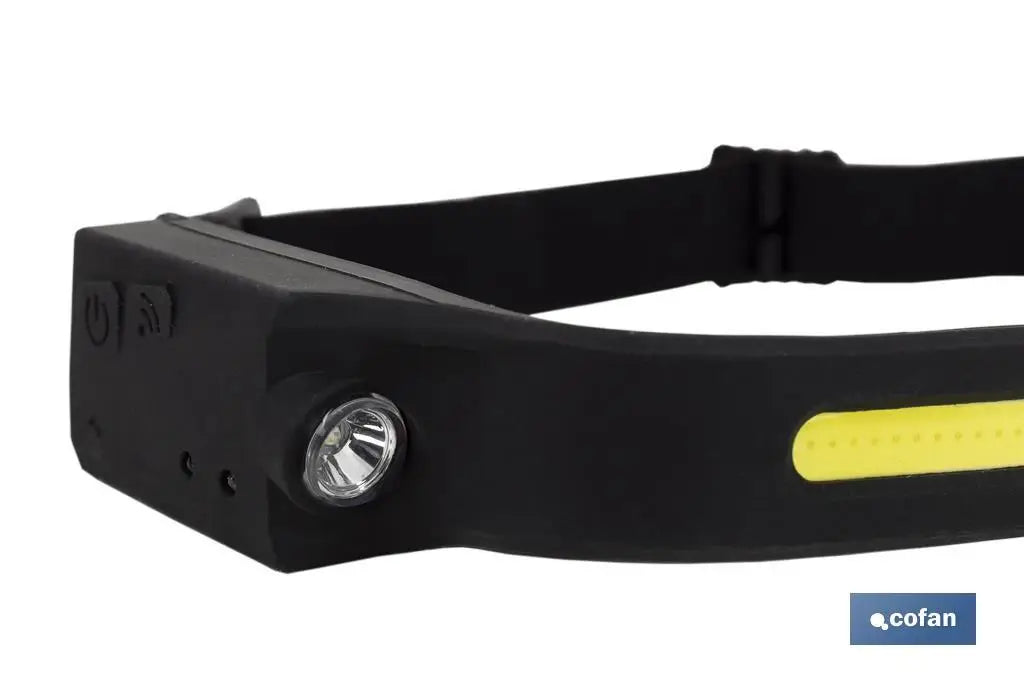 Linterna Frontal Cofan Dual con Sensor de Movimiento – 350 lm, Ajuste Ergonómico y Activación sin Contacto