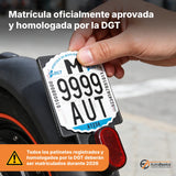 Matrícula Patinete Eléctrico VMP Homologada DGT 2026 – Placa Identificativa Obligatoria para Vehículos de Movilidad Personal, Resistente y Fácil Instalación