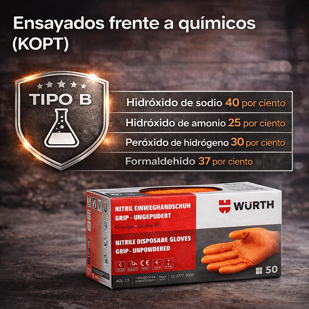 Guantes de Nitrilo Diamantados Würth x50 – Desechables con Agarre Superior para Taller e Industria