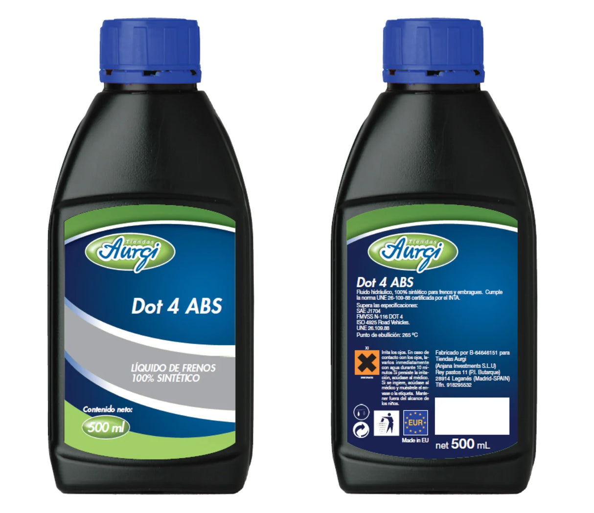 Líquido de Frenos Sintético AURGI DOT 4 0,5L – Fluido de Alto Rendimiento para Sistemas de Frenado