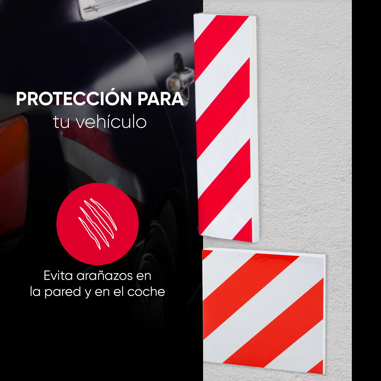 Protector de Columnas Garaje NURADA – Protector de Pared y Esquinas Parking 40x20x2cm + 20x20x2cm, Antigolpes para Coche, Evita Arañazos