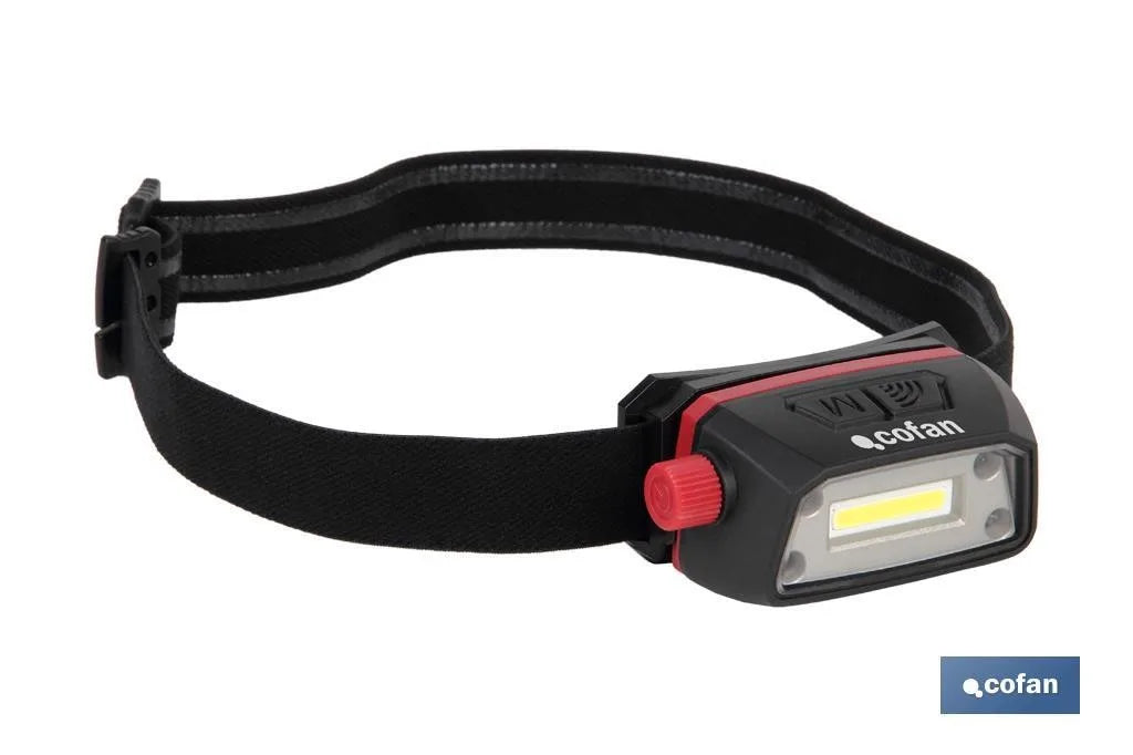 Cofan Linterna de Cabeza Recargable con USB 5W 350 Lm