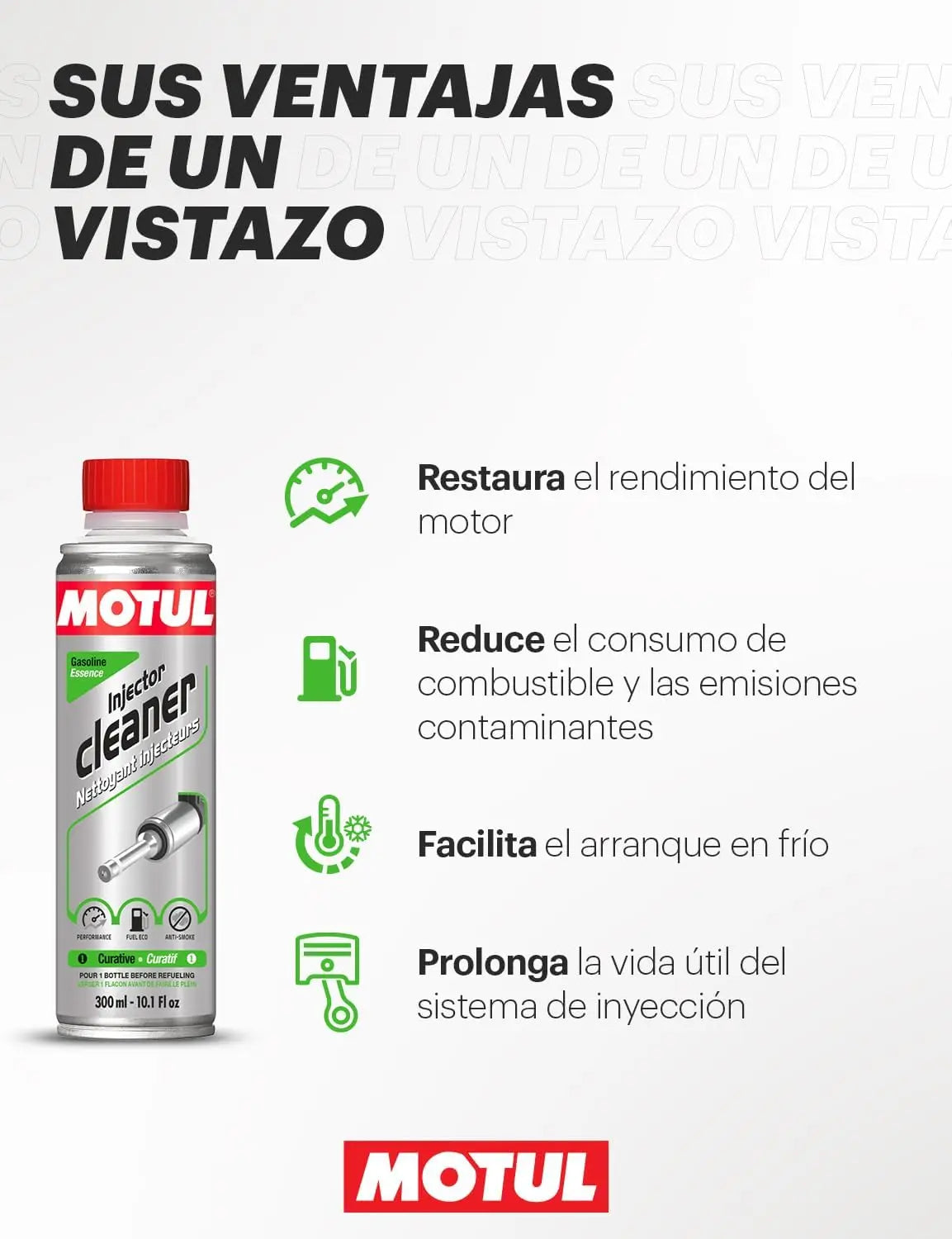 Motul Limpiador de Inyectores Gasolina 300 ml – Aditivo para Motores de Inyección y Carburador