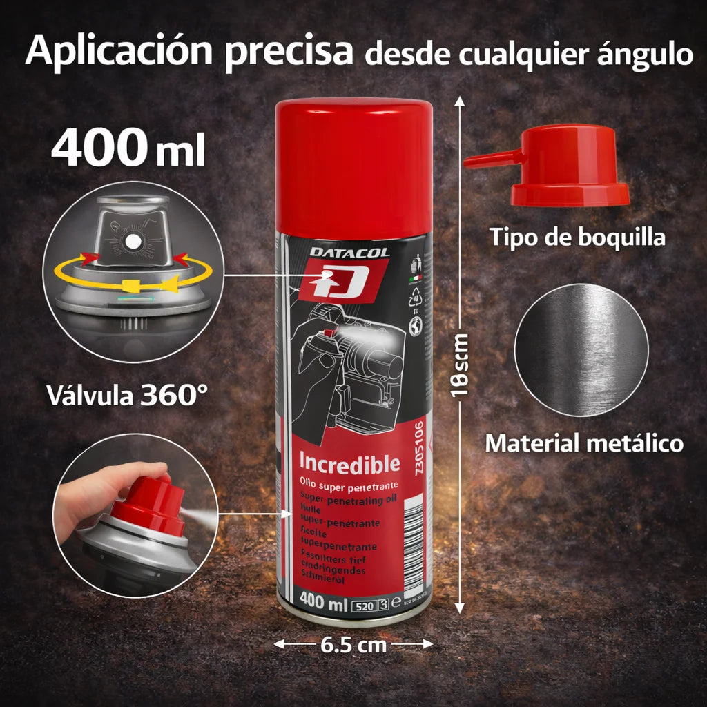 Spray Aflojatodo DATACOL 400 ml 5 en 1 – Aceite Penetrante Desbloqueante para Tornillos Oxidados