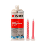 Adhesivo Plástico Würth 50 ml con 2 Cánulas – Pegamento de Alta Resistencia, Curado Rápido 90s y Reparación Duradera