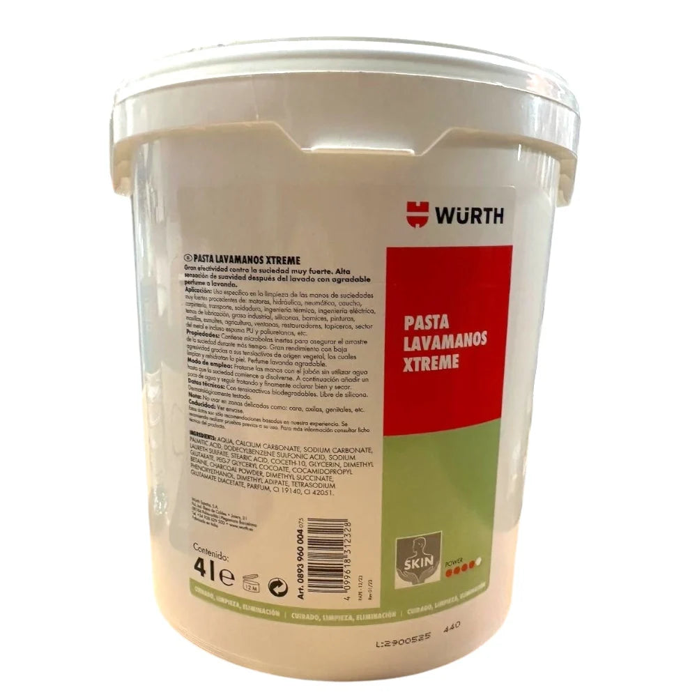 Pasta Lavamanos Würth Extreme 4L con Microesferas – Limpiador Profesional para Suciedad Fuerte