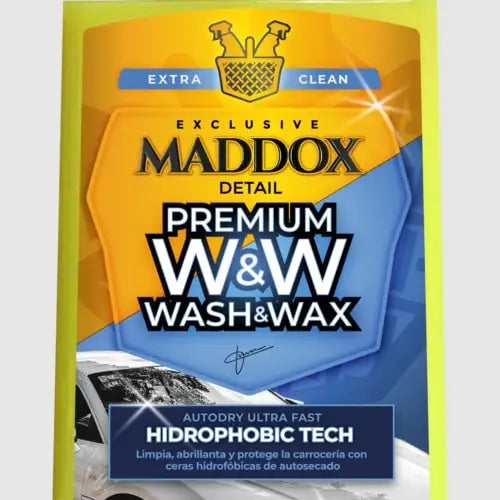 MADDOX DETAIL Premium Wash & Wax – Champú con Ceras Hidrofóbicas para Brillo Superior y Lavado sin Secado