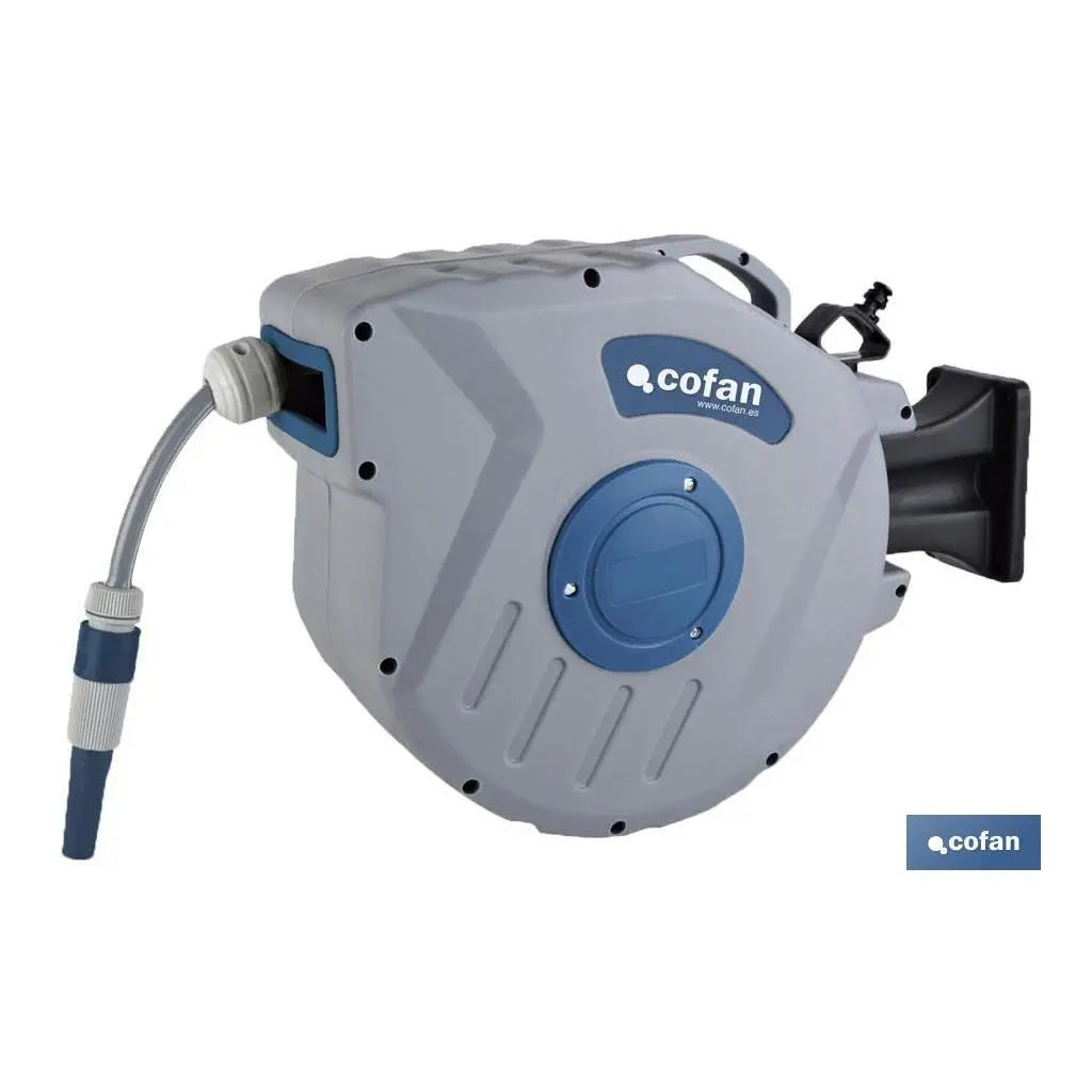 Enrollador Automático de Manguera Cofan 20 m – Sistema Retráctil para Riego de Jardín