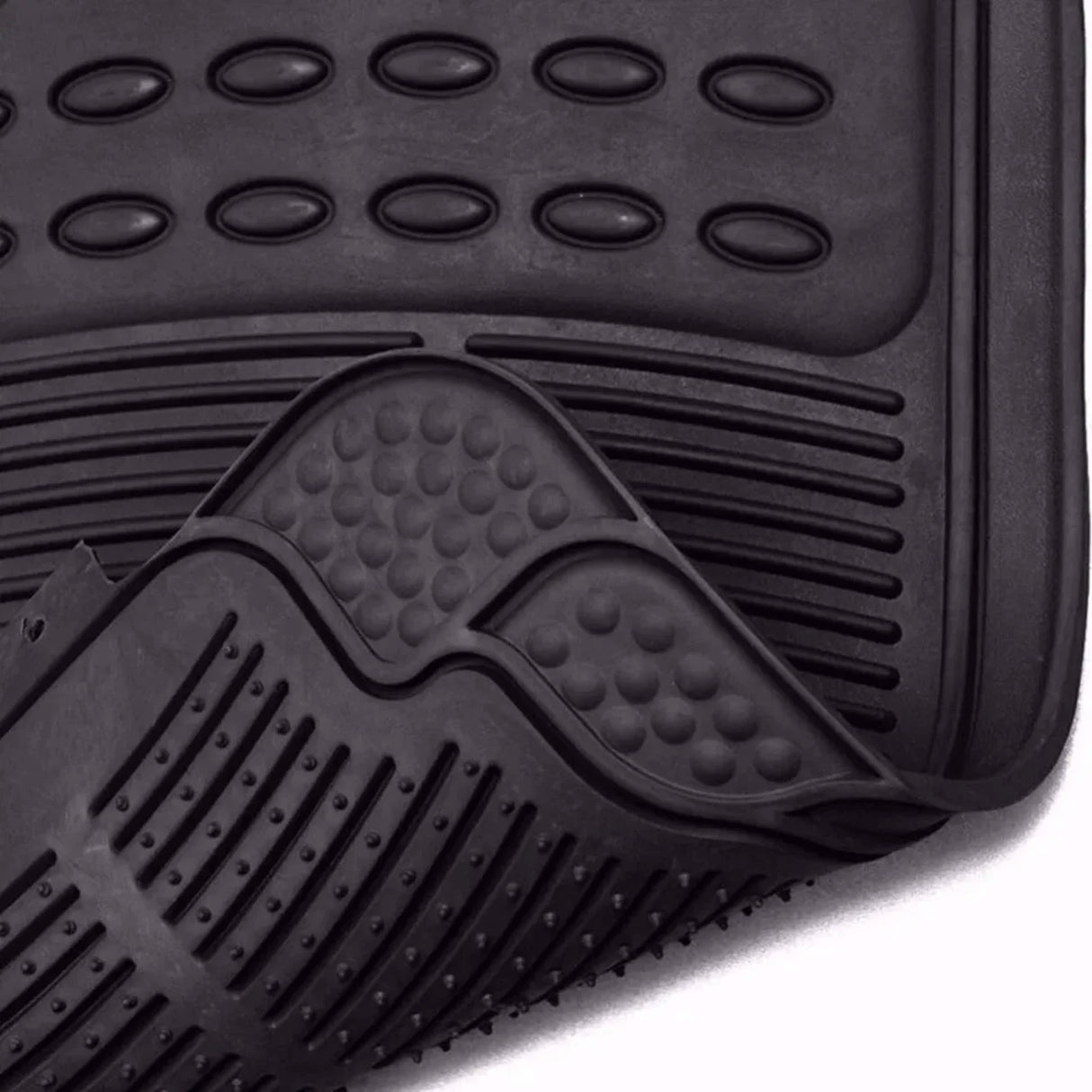 Alfombrillas de Goma Universales para Coche 4 Piezas – Negro Recortables, Antideslizantes y Resistentes al Agua (2 Delanteras + 2 Traseras)