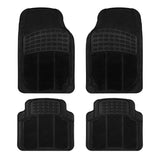 Alfombrillas de Goma Universales para Coche 4 Piezas – Negro Recortables, Antideslizantes y Resistentes al Agua (2 Delanteras + 2 Traseras)