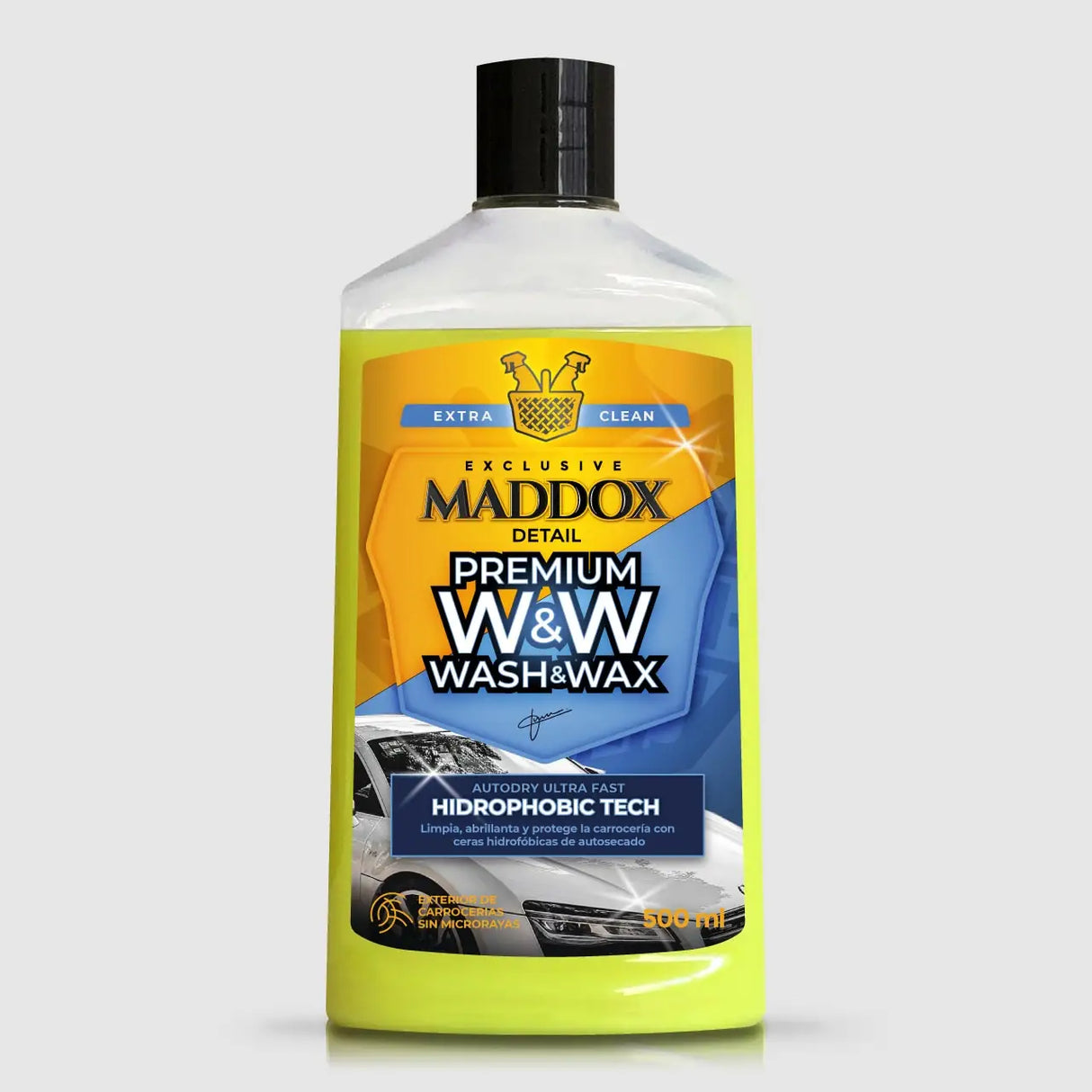 MADDOX DETAIL Premium Wash & Wax – Champú con Ceras Hidrofóbicas para Brillo Superior y Lavado sin Secado