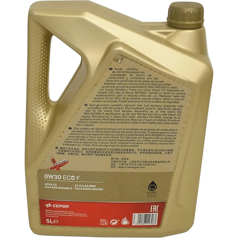 Cepsa Xtar 0W30 Eco F 5L – Aceite Sintético de Alto Rendimiento para Motor