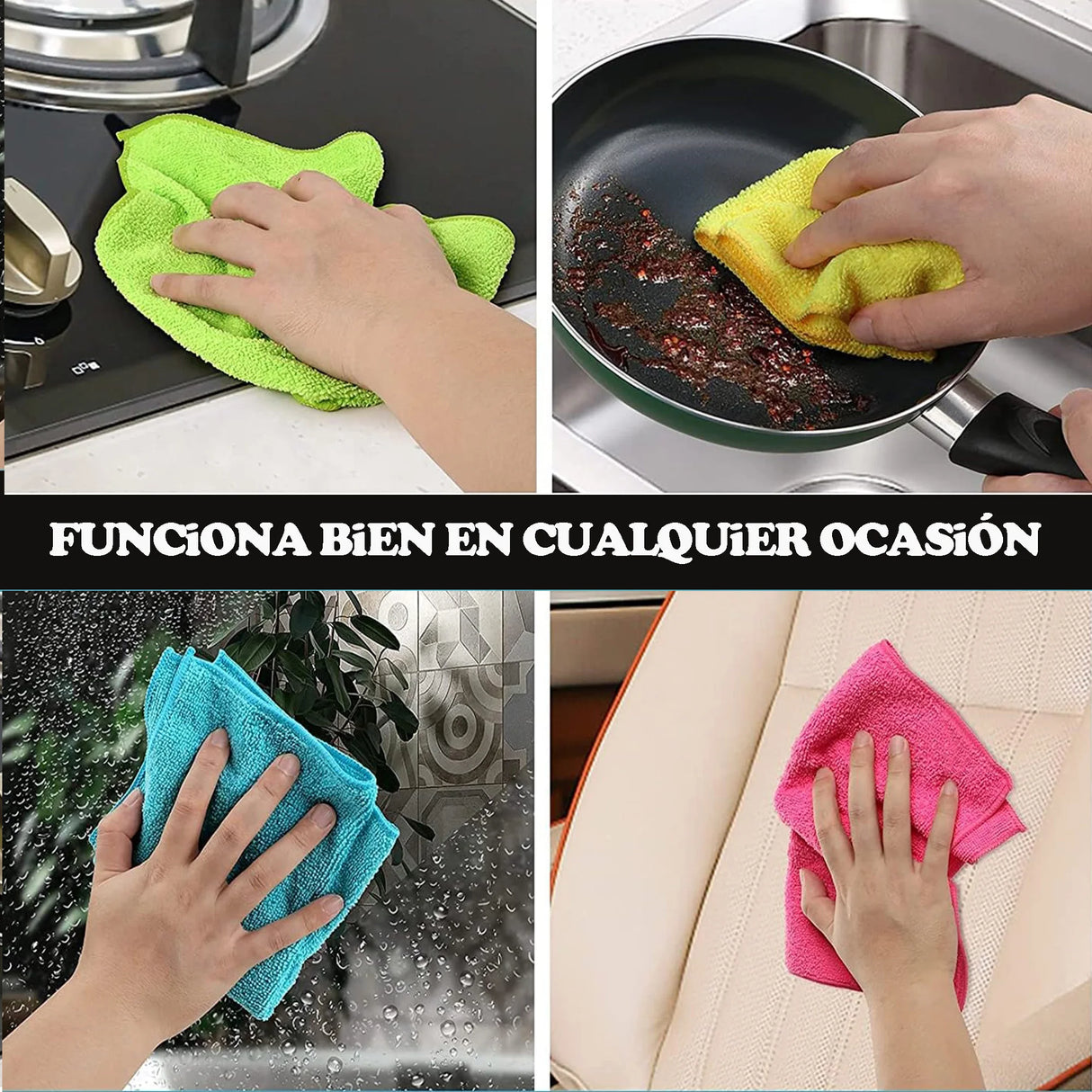 Bayetas de Microfibra 12/24/48 Unidades – Paños de Limpieza Reutilizables sin Rayas para Hogar y Coche