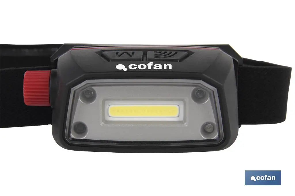 Cofan Linterna de Cabeza Recargable con USB 5W 350 Lm