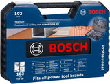 Set de Brocas Bosch 2608594070 – Juego Mixto Profesional 103 Piezas para Metal, Madera y Albañilería