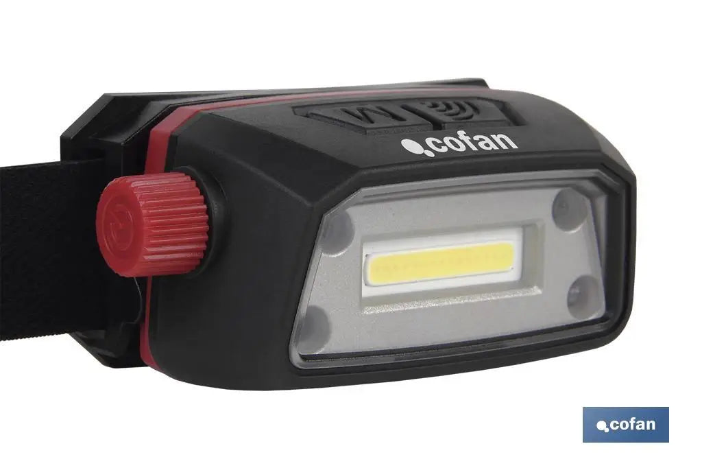 Cofan Linterna de Cabeza Recargable con USB 5W 350 Lm