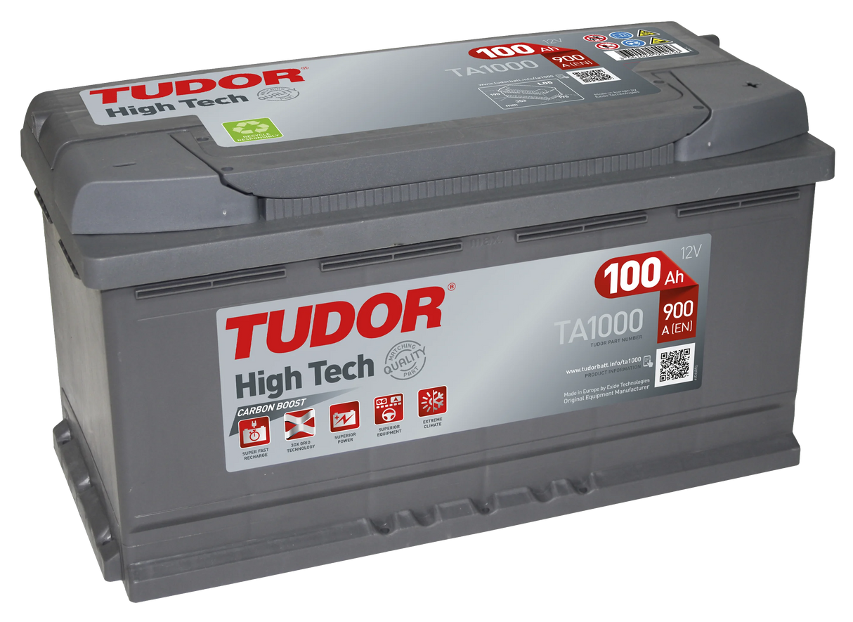 Batería Tudor TA1000 100Ah H8 – Alta Capacidad y Potencia de Arranque
