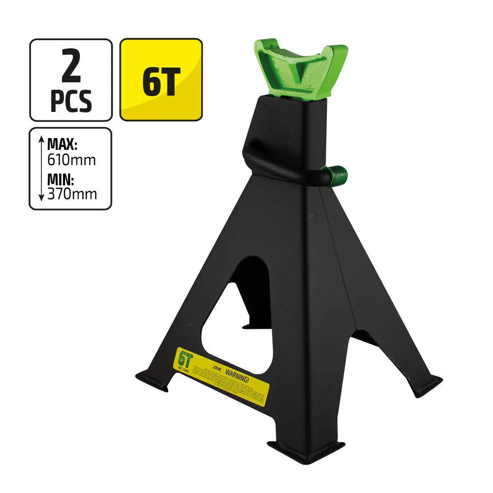 Juego de 2 Caballetes 6 Toneladas JBM 53845 para Coche y Vehículos – Soportes Regulables de Taller