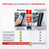 WÜRTH Silicona en Spray Incoloro 500ml - Lubricante para Plástico, Caucho y Metal | Protección Duradera y Anti-estática