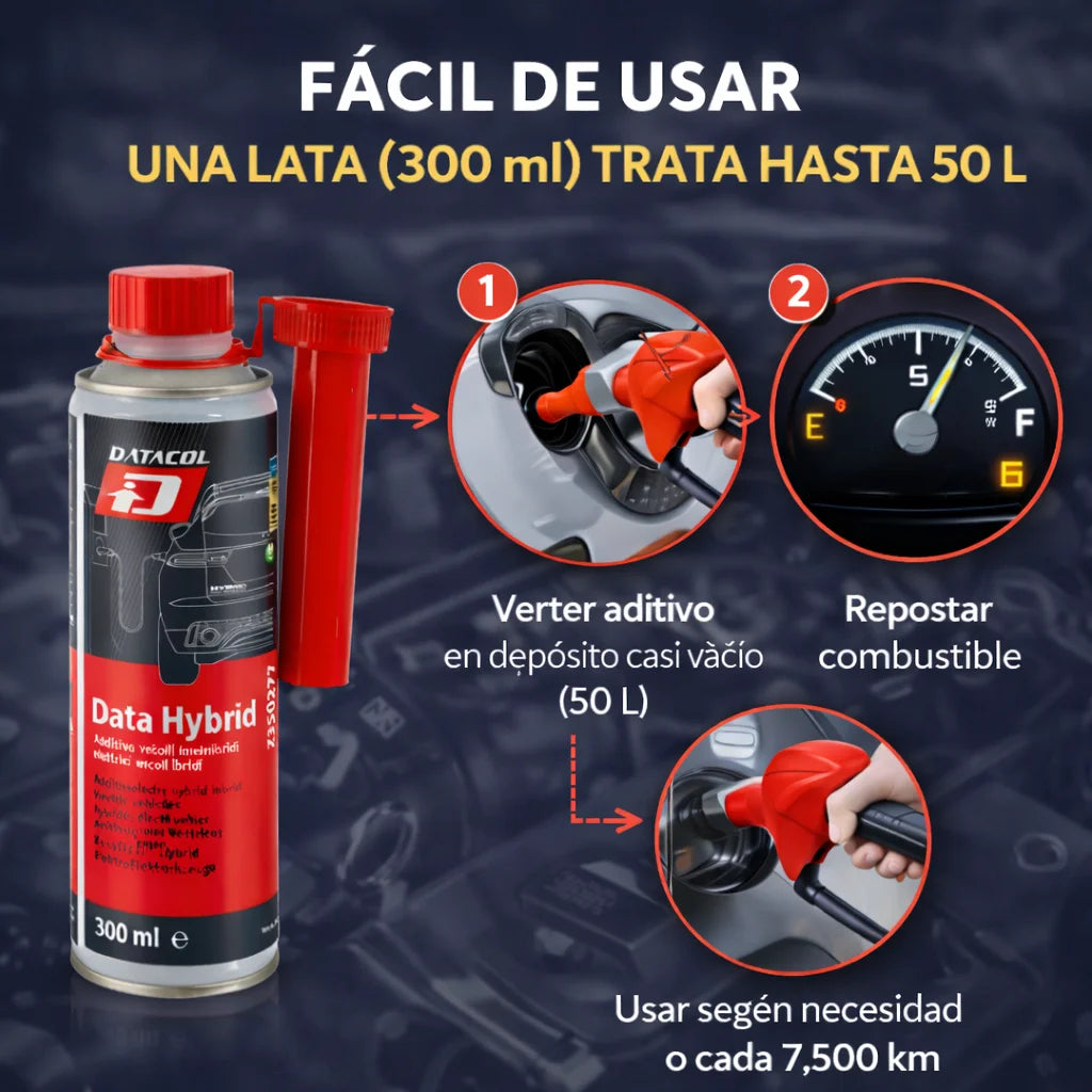 Aditivo Limpia Inyectores DATACOL Data Hybrid 300 ml – Para Vehículos Híbridos, Mejora Combustión y Reduce Emisiones