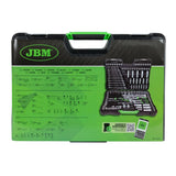 JBM 54034 Maletín de herramientas 216 piezas con vasos hexagonales cincados, carracas, extensiones y adaptadores
