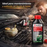 Líquido de Frenos Würth DOT 4 500ml – Fluido Profesional Alta Temperatura para ABS, DOT3/DOT4 Coches y Motos