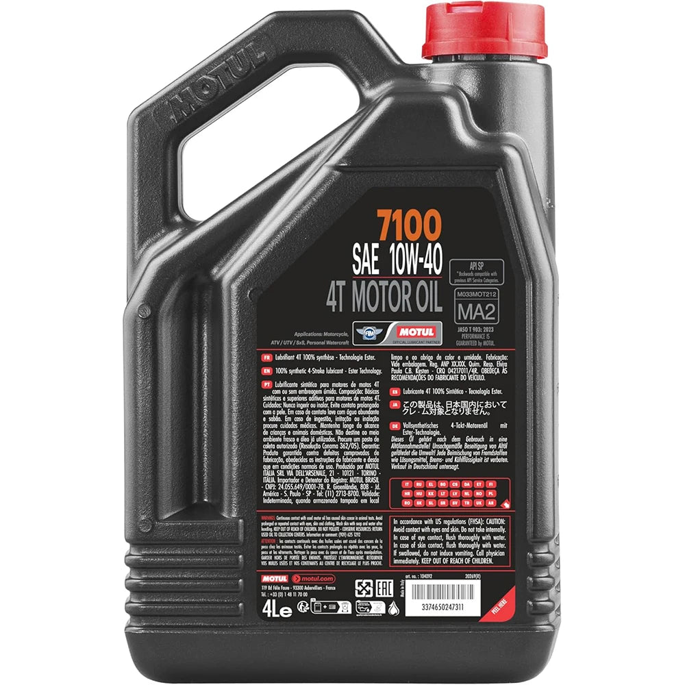 Motul 7100 4T 10W40 4L – Aceite Sintético de Alto Rendimiento para Motocicletas