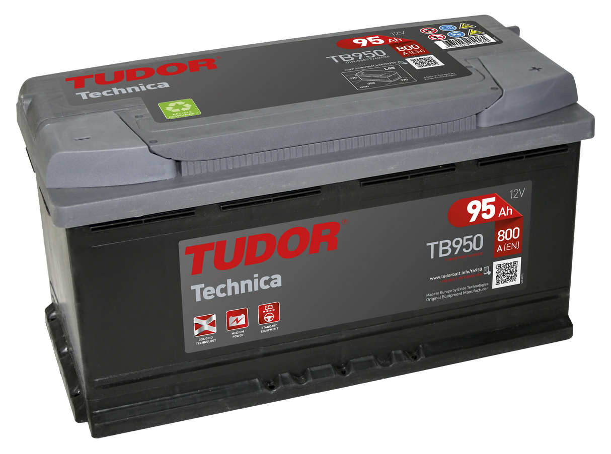 Batería Tudor TB950 95Ah H8 – Alta Capacidad y Potencia de Arranque