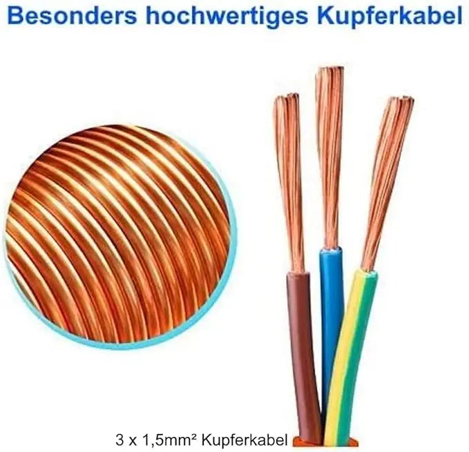 Alargador Eléctrico Naranja Alta Visibilidad | Cable Extensión Interior/Exterior Flexible y Seguro (5m, 15m, 20m, 30m)