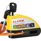Candado de Disco para Moto con Alarma 110 dB – Antirrobo para Freno con Pasador 7 mm, Incluye Bolsa de Transporte