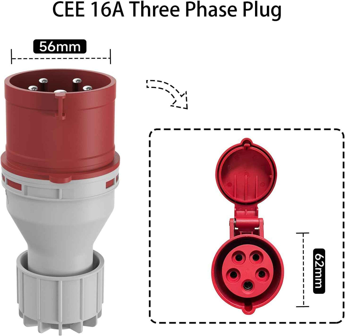 Cargador EV Portátil 16A 220V-230V Tipo 2 – Cable de Carga con Enchufe Schuko para Coche Eléctrico (IEC 62196-2)